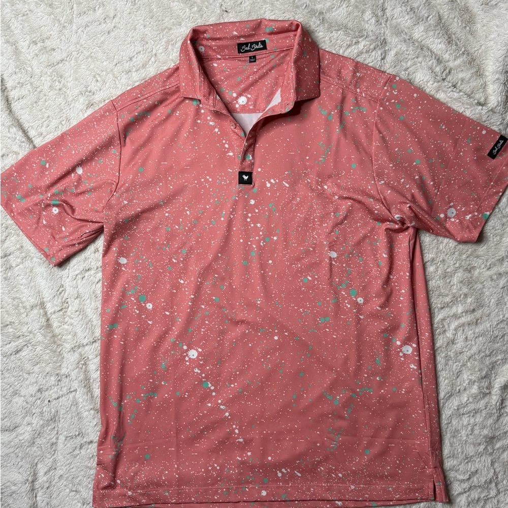 Bad Birdie Pink Splatter Polo Shirt